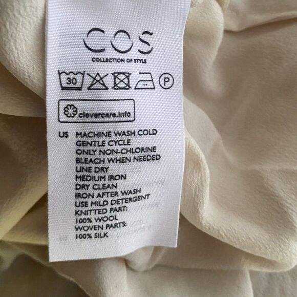 COS Sweater Dress Womens Size Small Beige Wool Silk  Pullover Buttons - Picture 11 of 14